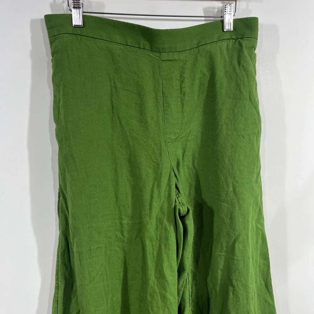 Banana Republic Fisherman Granola Green Linen Wide Leg Pants Womens Medium Boho